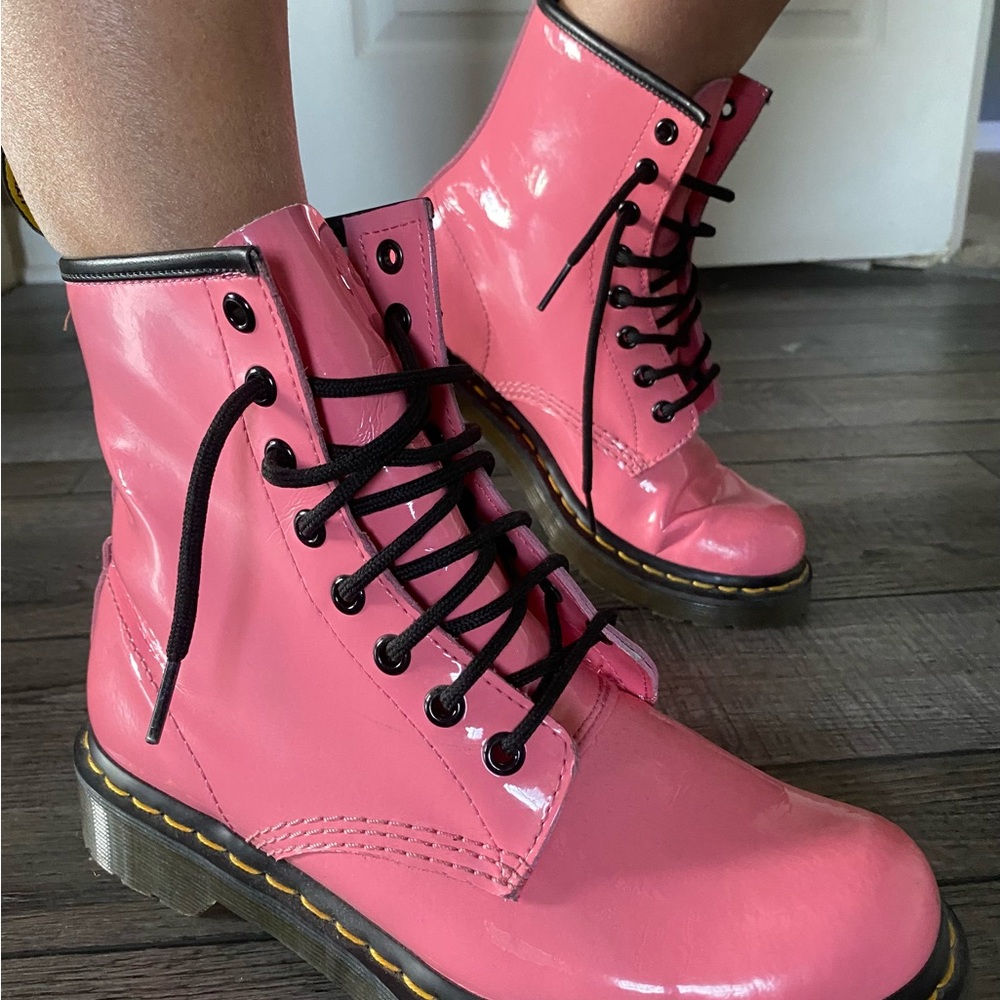 Dr. Martens Pink Patent Leather Boots